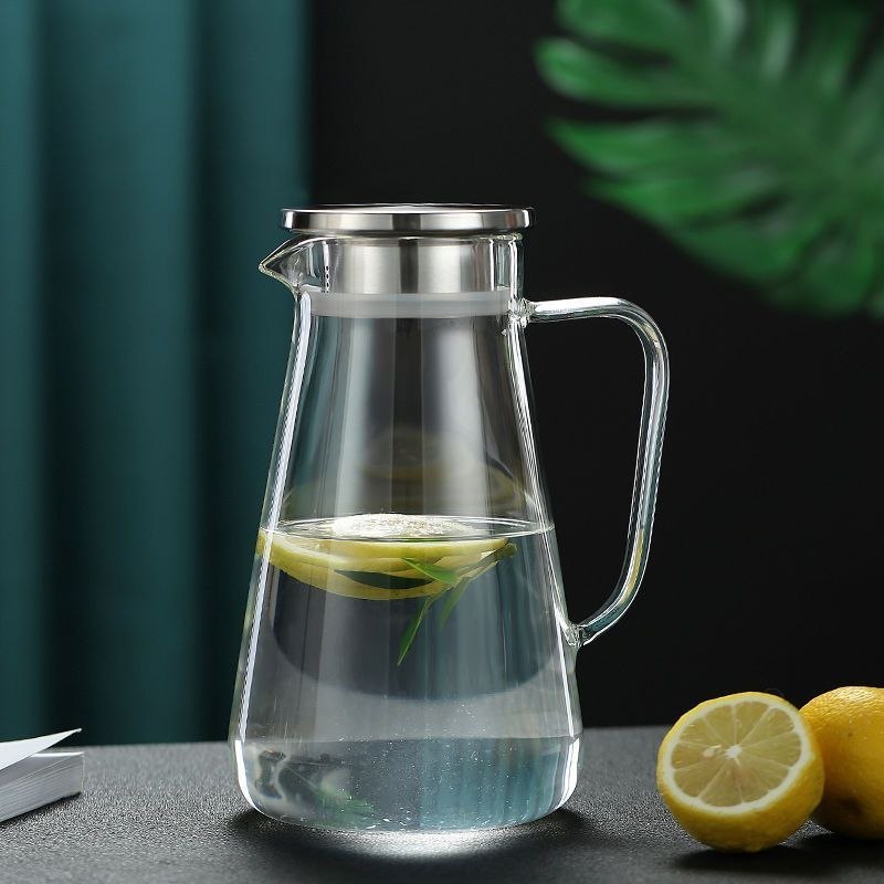 پارچ پیرکس ساده بلند درب استیل