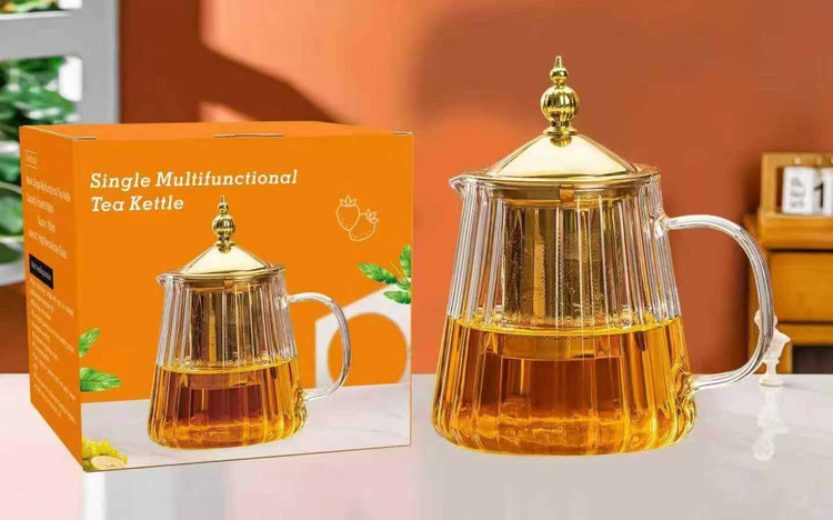 ست ۷پارچه قوری پیرکس و لیوان دسته مروارید
